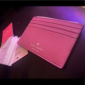 Kate spade pink sparkle card wallet
